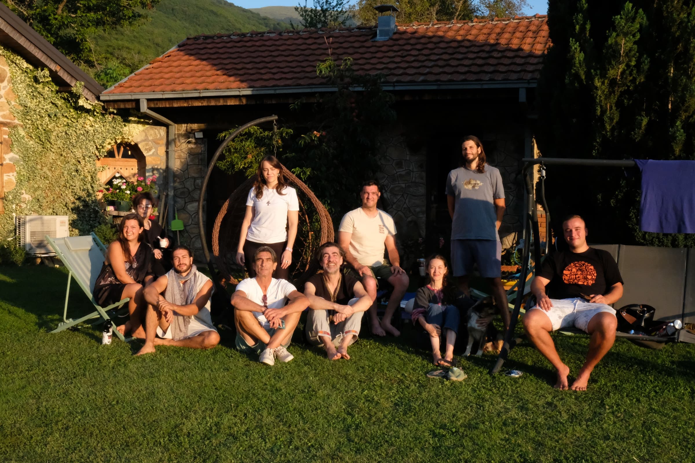 Participants gathered together at the Prespa retreat in Brajčino, North Macedonia.